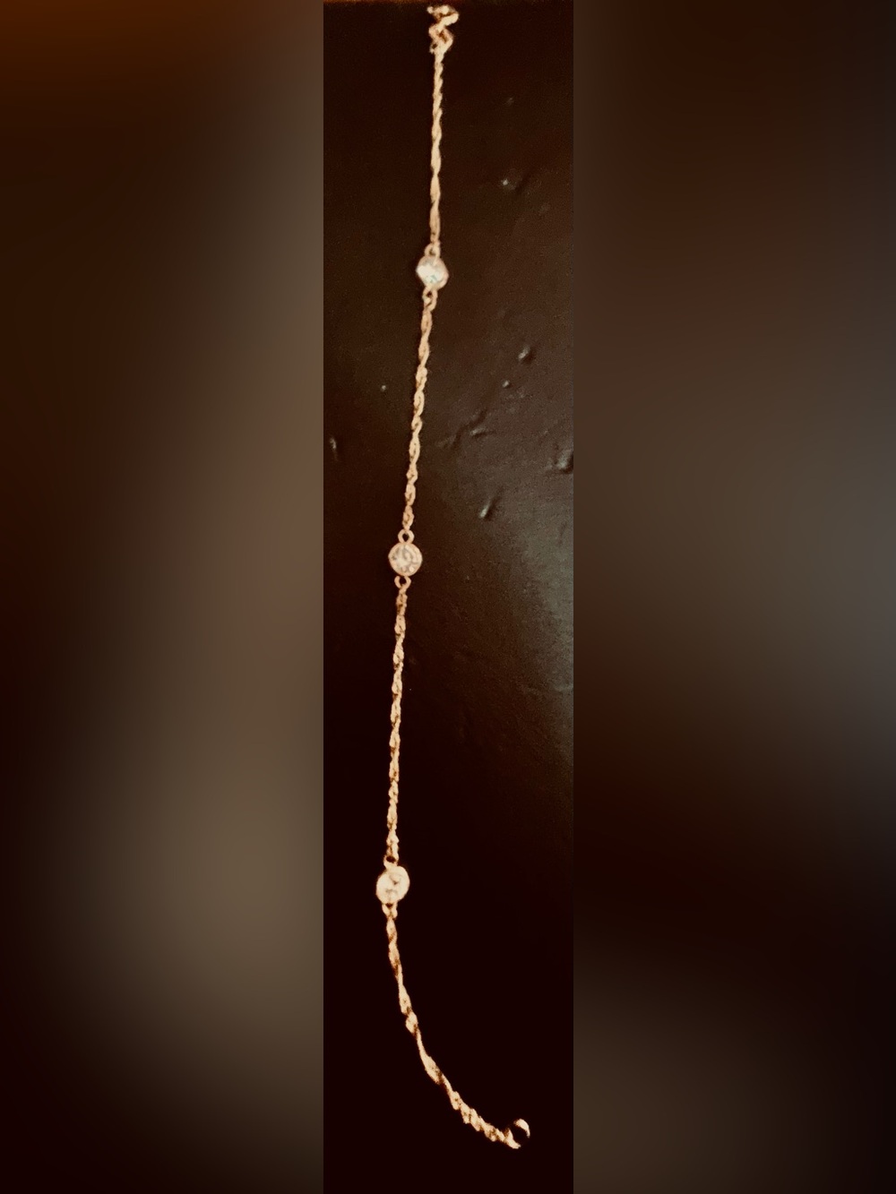 10KT Stamped YellowGOLD Bracelet with 3 CZ stones. Very Pretty. 1.08 grams. - Picture 14 of 14